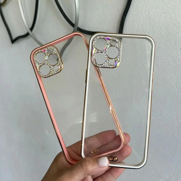 BUNDLE iPhone 12 Pro Max Case – Clear with Rhinestone Camera Border - Picture 1 of 5